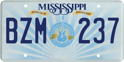 MS license plate BZM237