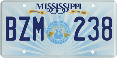 MS license plate BZM238