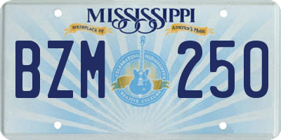 MS license plate BZM250