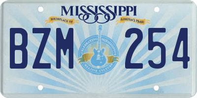MS license plate BZM254