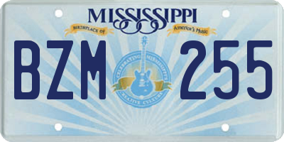 MS license plate BZM255
