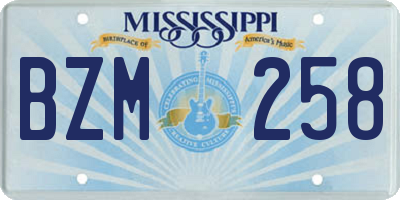 MS license plate BZM258