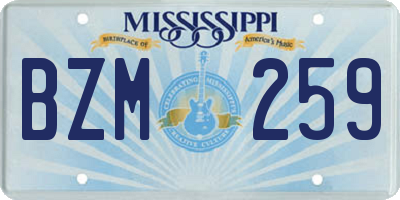 MS license plate BZM259