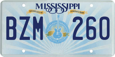 MS license plate BZM260