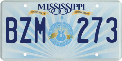 MS license plate BZM273