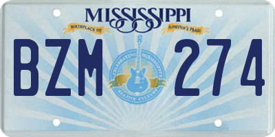 MS license plate BZM274