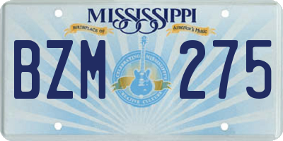 MS license plate BZM275