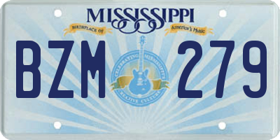 MS license plate BZM279