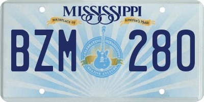 MS license plate BZM280
