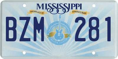 MS license plate BZM281