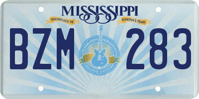 MS license plate BZM283