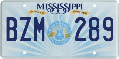 MS license plate BZM289
