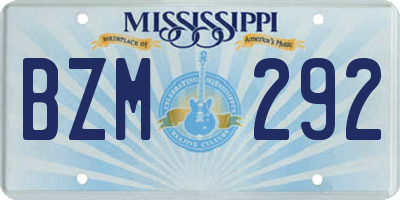 MS license plate BZM292