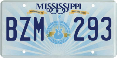 MS license plate BZM293
