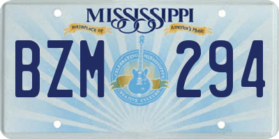 MS license plate BZM294