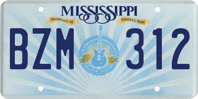 MS license plate BZM312
