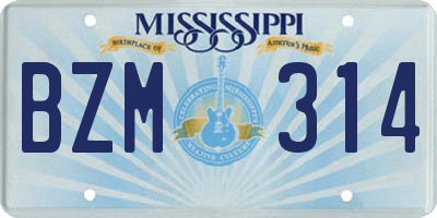 MS license plate BZM314