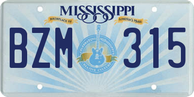 MS license plate BZM315