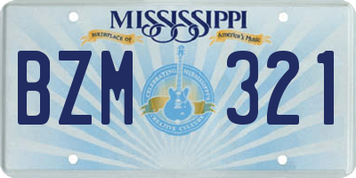 MS license plate BZM321