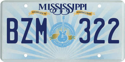 MS license plate BZM322