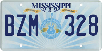 MS license plate BZM328