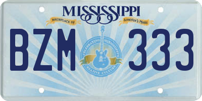 MS license plate BZM333