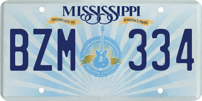 MS license plate BZM334