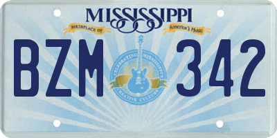 MS license plate BZM342