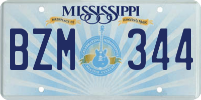 MS license plate BZM344