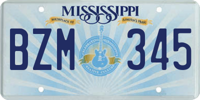 MS license plate BZM345