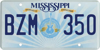 MS license plate BZM350