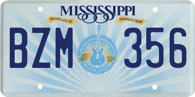 MS license plate BZM356