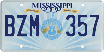MS license plate BZM357