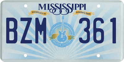 MS license plate BZM361