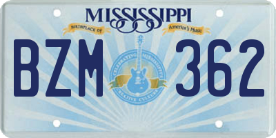 MS license plate BZM362