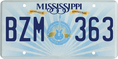 MS license plate BZM363