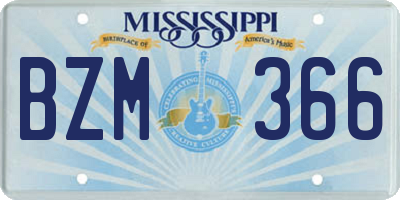 MS license plate BZM366