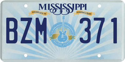 MS license plate BZM371