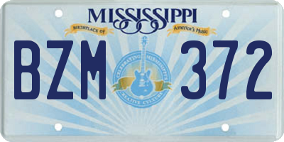 MS license plate BZM372