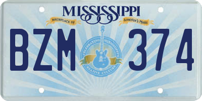 MS license plate BZM374