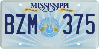 MS license plate BZM375
