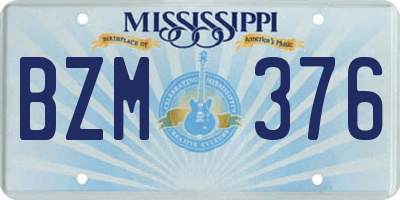 MS license plate BZM376