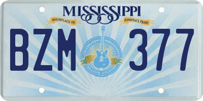 MS license plate BZM377