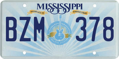 MS license plate BZM378