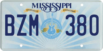 MS license plate BZM380