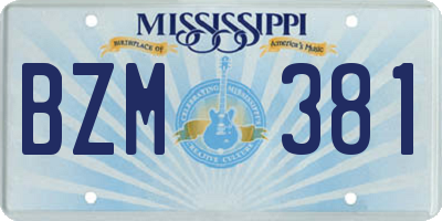 MS license plate BZM381