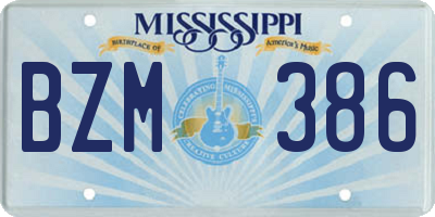 MS license plate BZM386