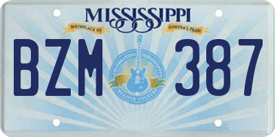 MS license plate BZM387