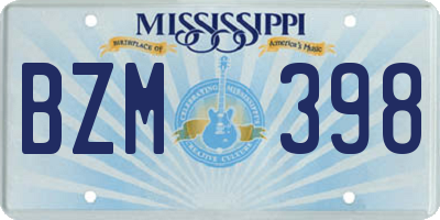 MS license plate BZM398