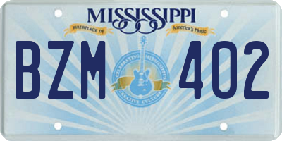 MS license plate BZM402